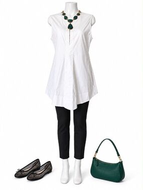 Theory White Sleeveless Asymmetrical Tunic Top Size S